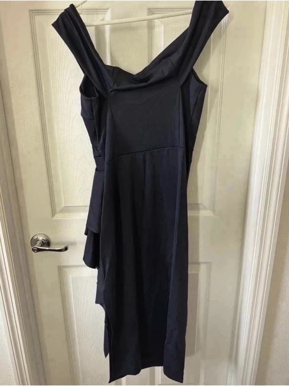 Elegant Navy blue Women's Dress - Sleek Asymmetrical Design